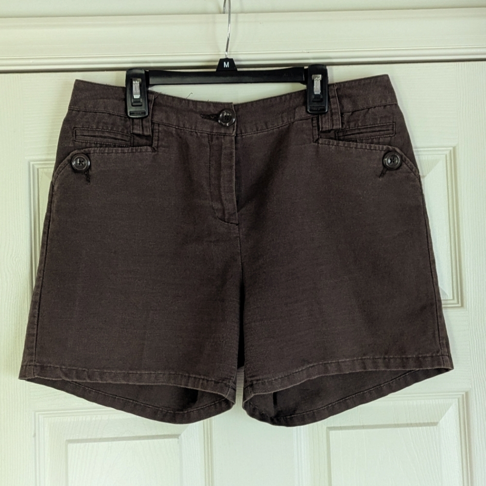 Women's Bamboo Traders Coffee Bean Brown Size 8 Cotton/Linen Blend Shorts